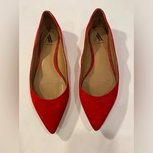 AVA LEATHER BALLET - RED SUEDE POINTY